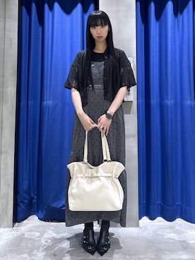 「PAGEBOY（ページボーイ）のハトメミュールサンダル（サンダル、ブラック系）」を使った、koyukiさん（レディース・165cm）の夏コーディネート