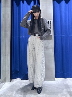 「PAGEBOY（ページボーイ）のモードバックルベルト3（ベルト、ブラック系）」を使った、koyukiさん（レディース・165cm）の春コーディネート