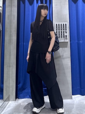 「PAGEBOY（ページボーイ）の【500mlペットボトル収納可能】2WAYボストンバッグ（ボストンバッグ、ブラック系）」を使った、koyukiさん（レディース・165cm）の春コーディネート