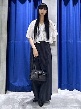 「PAGEBOY（ページボーイ）のヴィンテージバックルベルト（ベルト、ブラック系）」を使った、koyukiさん（レディース・165cm）の夏コーディネート