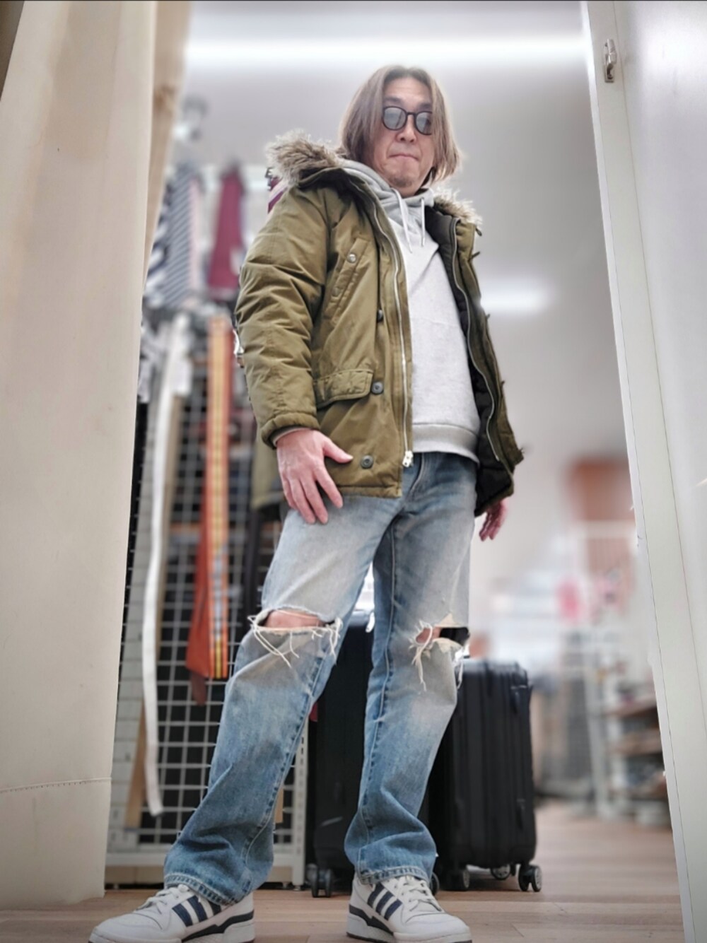 「GAP 　GU」｜「GAPのアイテム（ジャケット/アウター、グリーン系）」を使った、endlesskool246さん（骨格ストレート・メンズ・172cm）の冬コーディネートの1枚目の写真