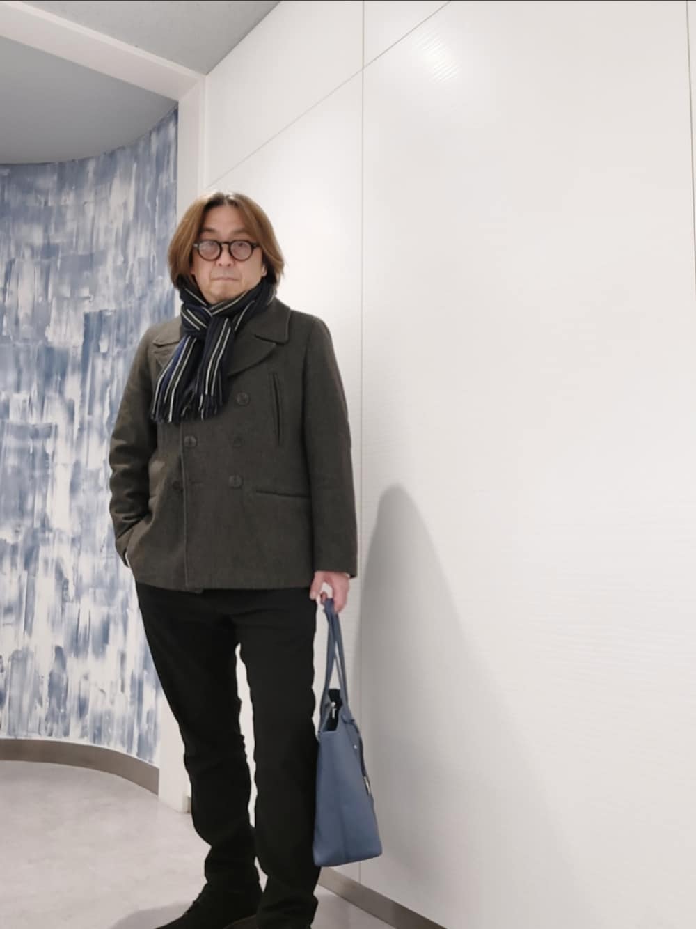 「GAPのアイテム（ピーコート、グリーン系）」を使った、endlesskool246さん（骨格ストレート・メンズ・172cm）の冬コーディネートの1枚目の写真