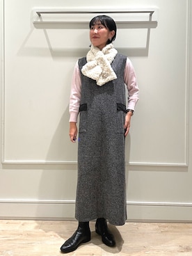 「アイテム（ブローチ/コサージュ）」を使った、kanazashiさん（レディース・159cm）の秋コーディネート