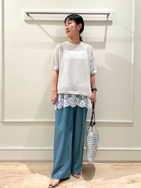 「MICO COULIER（ミコクリエ）のアイテム（パンツ）」を使った、kanazashiさん（レディース・159cm）の春コーディネート