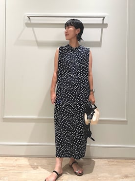 「MICO COULIER（ミコクリエ）のフラワーサイドベルトワンピース（ワンピース）」を使った、kanazashiさん（レディース・159cm・30代）の夏コーディネート
