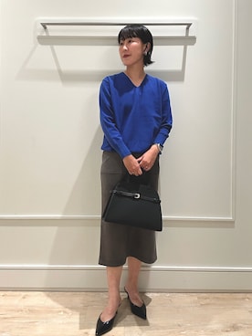 「MICO COULIER（ミコクリエ）のマシュマロスウェードタイトスカート（スカート）」を使った、kanazashiさん（レディース・159cm）の秋コーディネート