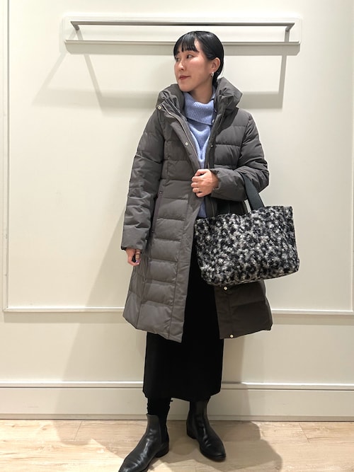 ストレッチライトタフタロングダウンコート【レディス】　女優襟 MICO COULIER（ミコクリエ） ダウンコート ダウンジャケット 「撥水