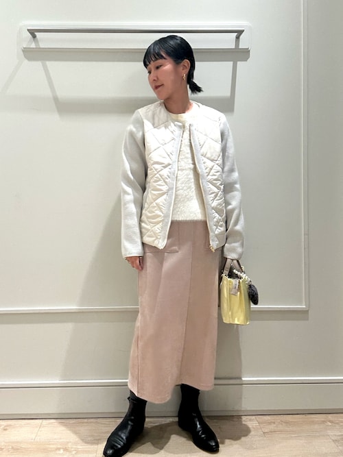 セール】中綿×ニット切替ノーカラージャケット（ブルゾン）｜MICO