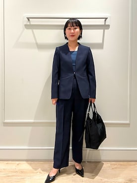 「アイテム（ノーカラージャケット）」を使った、kanazashiさん（レディース・159cm）の秋コーディネート