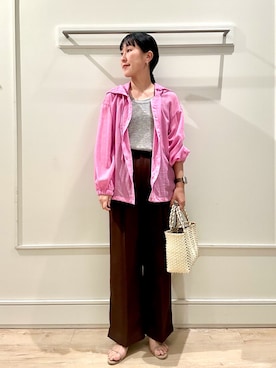 「MICO COULIER（ミコクリエ）のアイテム（パンツ）」を使った、kanazashiさん（レディース・159cm）の春コーディネート