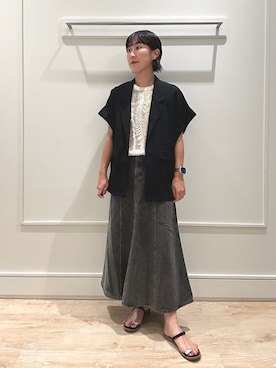 「アイテム（ニット/セーター）」を使った、kanazashiさん（レディース・159cm・40代）の夏コーディネート