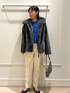 「アイテム（ムートンコート）」を使った、kanazashiさん（レディース・159cm）の秋コーディネート