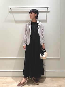 「MICO COULIER（ミコクリエ）のリブメランジカットソー異素材ワンピース（ワンピース）」を使った、kanazashiさん（レディース・159cm・30代）の夏コーディネート