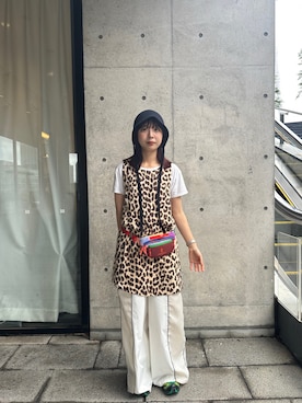 「アイテム（ボディバッグ/ウエストポーチ）」を使った、mogiさん（レディース・159cm）の夏コーディネート