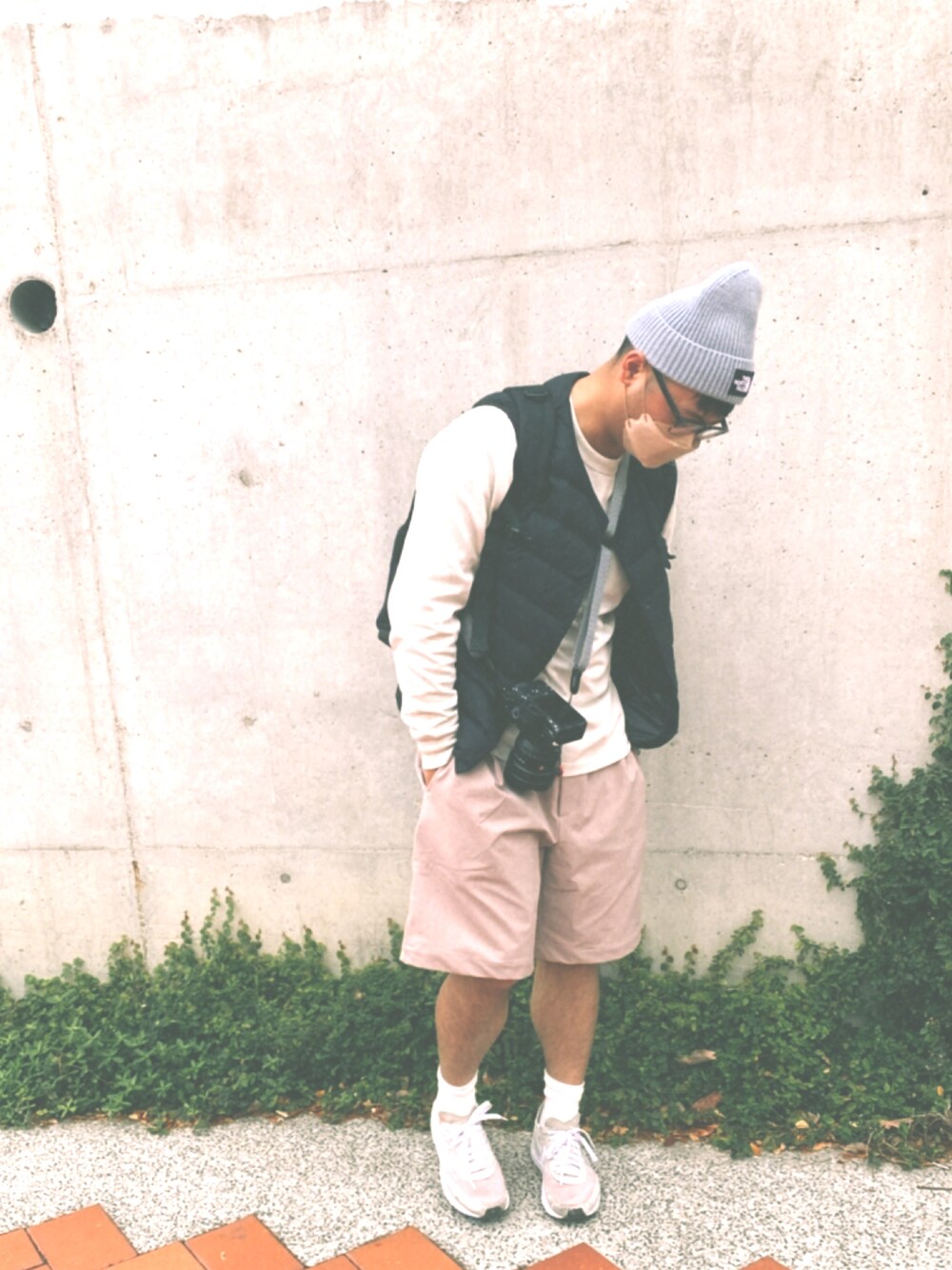 「ootd、街頭穿搭、休閒、春、春服みてみて」｜「THE NORTH FACEのアイテム（ニットキャップ/ビーニー、グレー系）」を使った、jd061118さん（メンズ・168cm）の春コーディネートの1枚目の写真