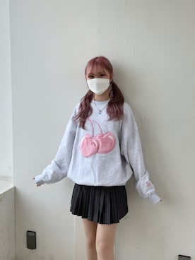 「韓国好きな人と繋がりたい」｜「アイテム（スウェット）」を使った、riさん（レディース・158cm）の春コーディネート