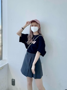 「韓国好きな人と繋がりたい」｜「アイテム（アクセサリー）」を使った、riさん（レディース・158cm）の春コーディネート