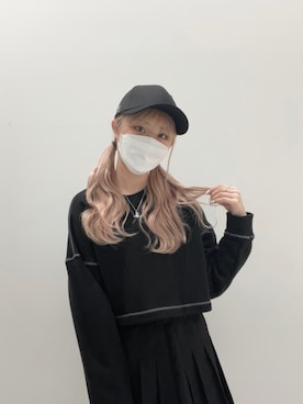 「韓国好きな人と繋がりたい」｜「アイテム（帽子）」を使った、riさん（レディース・158cm）の夏コーディネート
