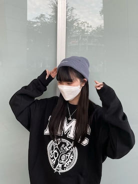「LMCのアイテム（スウェット）」を使った、riさん（レディース・158cm）の秋コーディネート