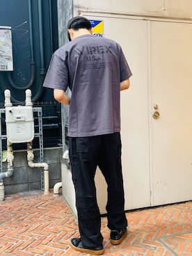 「AVIREX（アヴィレックス）のアイテム（ハンチング/ベレー帽）」を使った、庄子　恵さん（メンズ・179cm）の春コーディネート