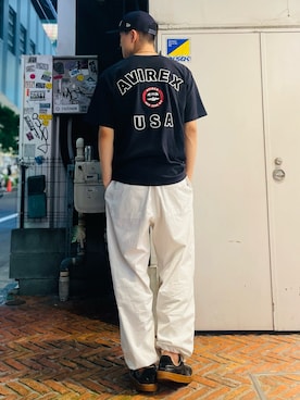 「AVIREX新宿」｜庄子　恵さん（メンズ・179cm）の夏コーディネート