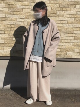「GRL（グレイル）のアイテム（ノーカラーコート）」を使った、ℝ𝕚𝕙𝕠🐾さん（レディース・155cm）の秋コーディネート