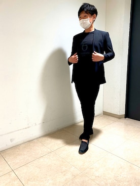 「ノーカラー」｜「アイテム（セットアップ）」を使った、ふわポメさん（メンズ・170cm）の秋コーディネート