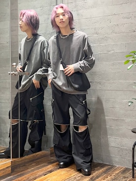 「HARE（ハレ）の2WAY-ZIPカーゴパンツ(HARE)（カーゴパンツ）」を使った、けいしさん（メンズ・170cm）の秋コーディネート