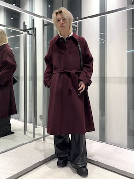 「アイテム（ステンカラーコート）」を使った、けいしさん（メンズ・168cm）の冬コーディネート