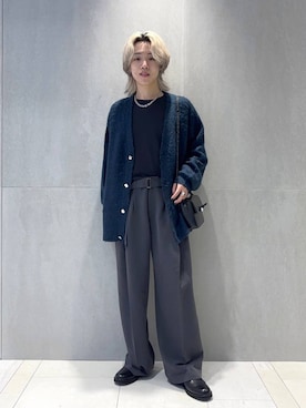 「HARE（ハレ）のエレガントボタンモヘアニットカーディガン(HARE)（カーディガン/ボレロ）」を使った、けいしさん（メンズ・168cm）の秋コーディネート