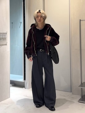 「アイテム（ブルゾン、レッド系）」を使った、けいしさん（メンズ・168cm）の秋コーディネート