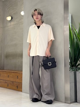 「HARE（ハレ）のアイテム（スラックス）」を使った、けいしさん（メンズ・168cm）の夏コーディネート
