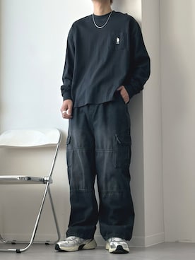 「U.S. POLO ASSN.（ユーエスポロアッスン）のU.S. POLO ASSN. /ユーエスポロアッスン 別注ワンポイント刺繍 ビッグシルエット長袖カットソー（Tシャツ/カットソー）」を使った、まほーんさん（メンズ・176cm）の冬コーディネート