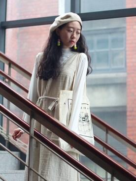 「A ROOM MODELのアイテム」を使った、蔓さん（レディース・165cm）の秋コーディネート