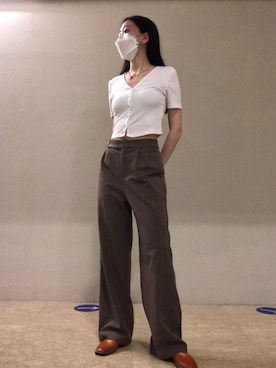 「通勤穿搭」｜「アイテム（パンツ）」を使った、蔓さん（レディース・165cm）の夏コーディネート