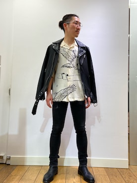 「ライタースジャケット」｜「アイテム（ジャケット/アウター）」を使った、Macleanさん（メンズ・173cm）の秋コーディネート