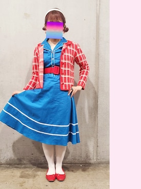 「白タイツ」｜「アイテム（ジャケット/アウター）」を使った、komekomenさん（レディース・158cm）の春コーディネート