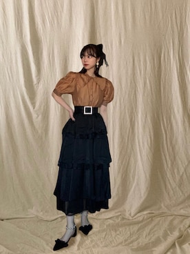 「GRL（グレイル）のアイテム（スカート、ブラック系）」を使った、𓆙さん（レディース・163cm）の夏コーディネート