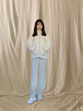 「GRL（グレイル）のセンタープレスストレートパンツ（その他パンツ、ホワイト系）」を使った、𓆙さん（レディース・163cm）の夏コーディネート