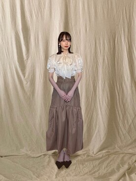 「GRL（グレイル）のアイテム（スカート、ブラウン系）」を使った、𓆙さん（レディース・163cm）の夏コーディネート