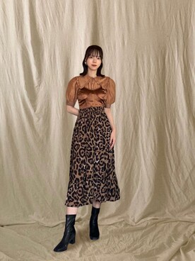 「GRL（グレイル）のストレッチ太ヒールショートブーツ（ブーツ、ブラック系）」を使った、𓆙さん（レディース・163cm）の夏コーディネート