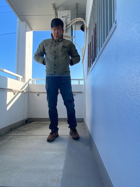 「fragment design（フラグメントデザイン）のアイテム（パンツ）」を使った、en  and outdoor unitさん（メンズ・182cm）の冬コーディネート