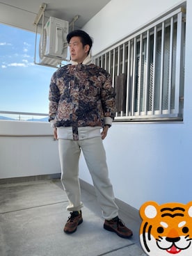 「WTAPS（ダブルタップス）のアイテム（スウェットパンツ）」を使った、en  and outdoor unitさん（メンズ・182cm）の冬コーディネート