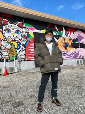 「WTAPS（ダブルタップス）のアイテム（ダウンジャケット/コート）」を使った、en  and outdoor unitさん（メンズ・182cm）の冬コーディネート