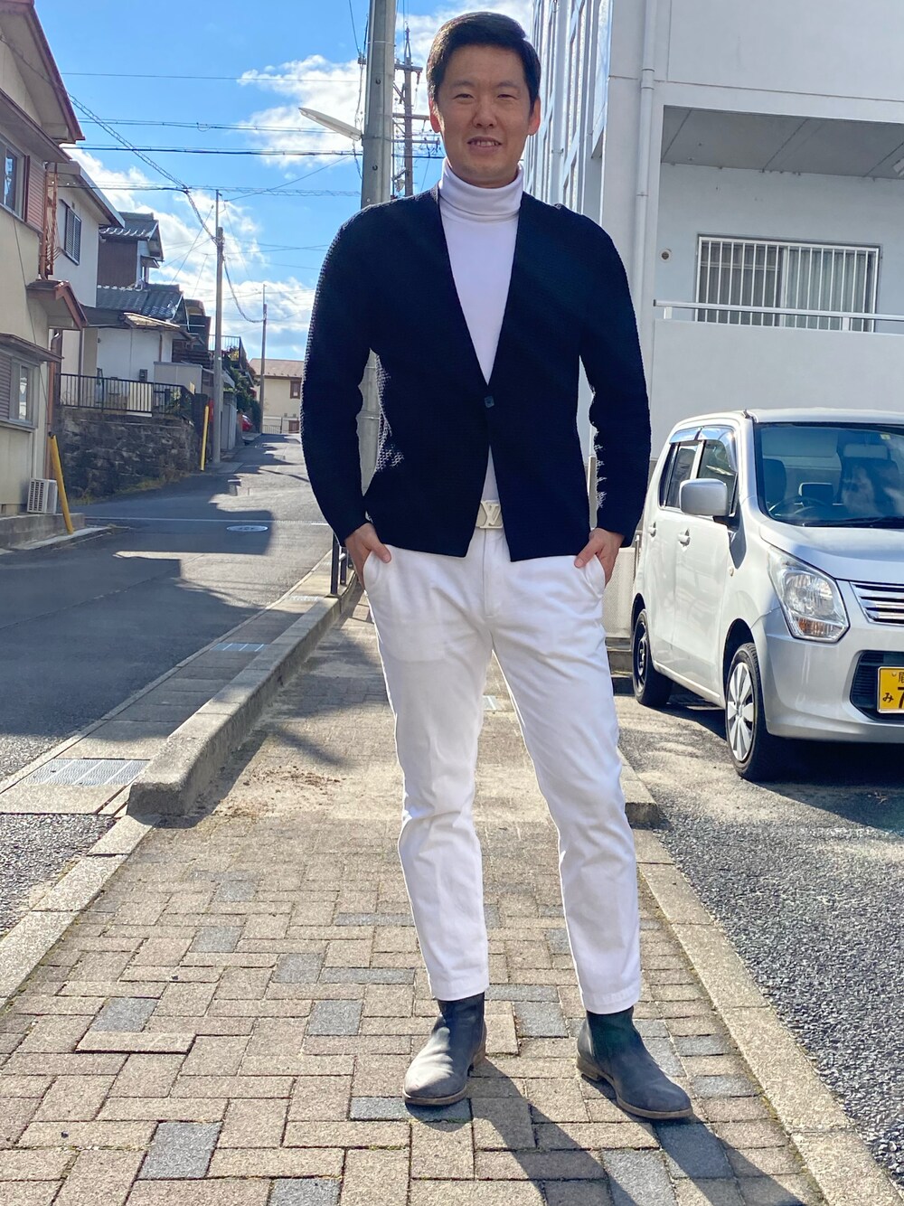 ヤンパト着用　Louis Vuitton ホワイト ベルト ヤンパト着用 Louis Vuitton ホワイト ベルト ヤンパト着用