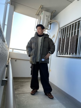 「WTAPS（ダブルタップス）のアイテム（ダウンジャケット/コート）」を使った、en  and outdoor unitさん（メンズ・182cm）の冬コーディネート