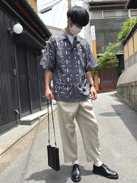 「STUDIOUS（ステュディオス）のアイテム（シューズ）」を使った、森ッティーさん（メンズ・180cm）の夏コーディネート