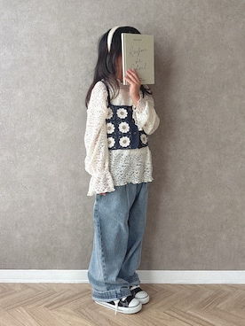 「アイテム（ベスト）」を使った、Ninaさん（キッズ・110cm）の秋コーディネート