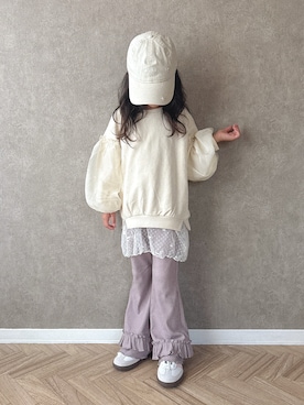 「アイテム（キャップ）」を使った、Ninaさん（キッズ・110cm）の秋コーディネート