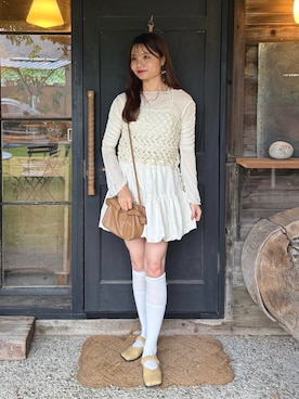 「お洒落さんとつながりたい」｜「アイテム（ソックス/靴下）」を使った、risaさん（レディース・161cm）の秋コーディネート